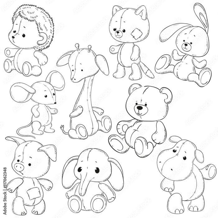 Big eyed stuffed animals coloring pages