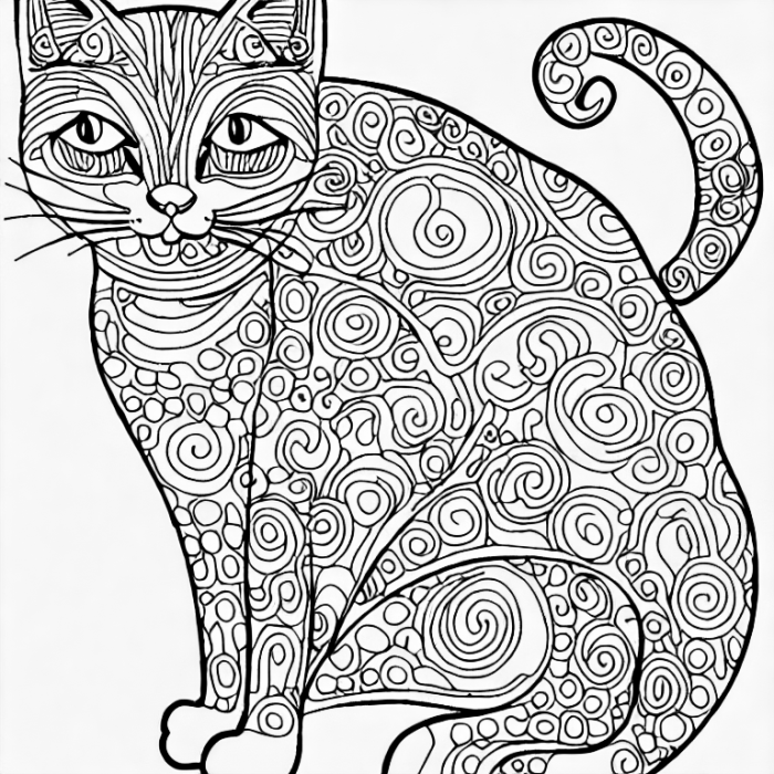 Anime cat coloring sheet