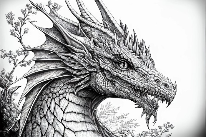 Dragon and other animal coloring pictures