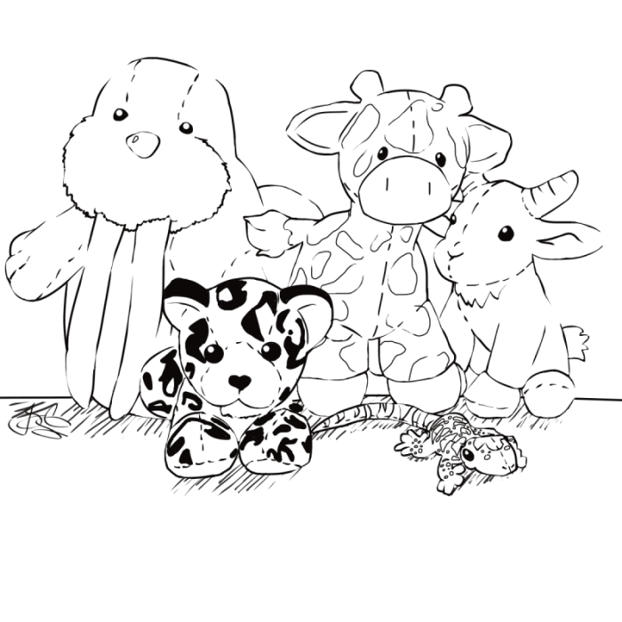 Big eyed stuffed animals coloring pages