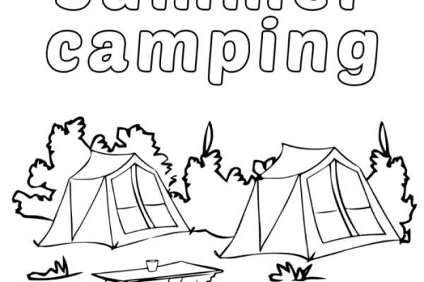 Camping coloring book pages free