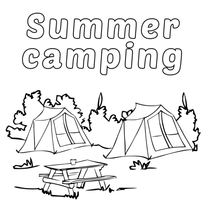 Camping coloring book pages free