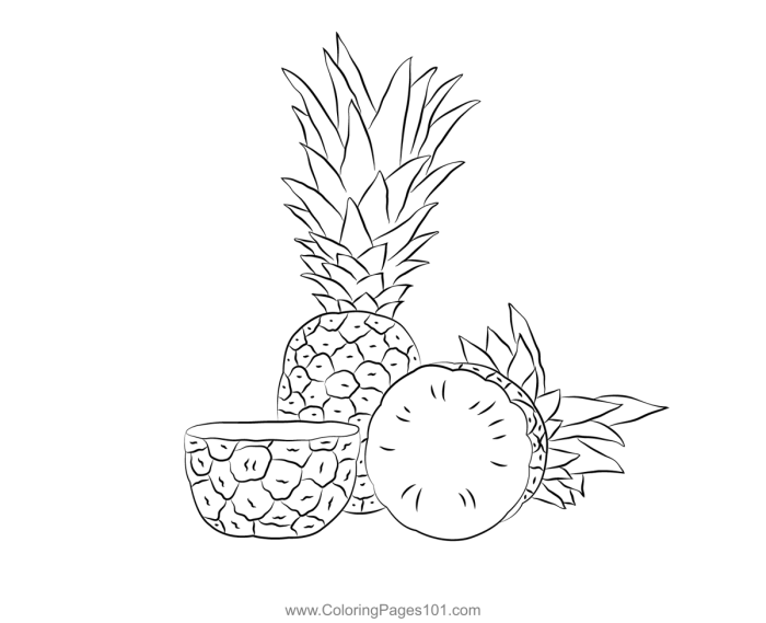 Animated pinapple coloring pages