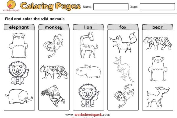 Wild animals coloring book pdf