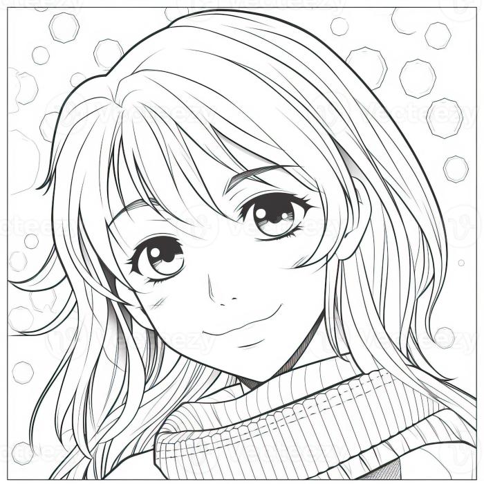 Anime character headshot coloring pages