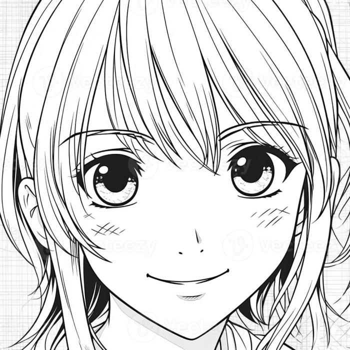 Anime character headshot coloring pages