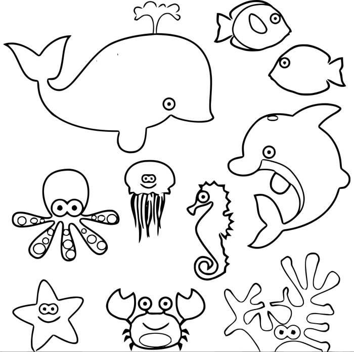 Ocean animal coloring sheet