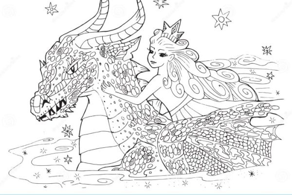 Anime dragon princess coloring page