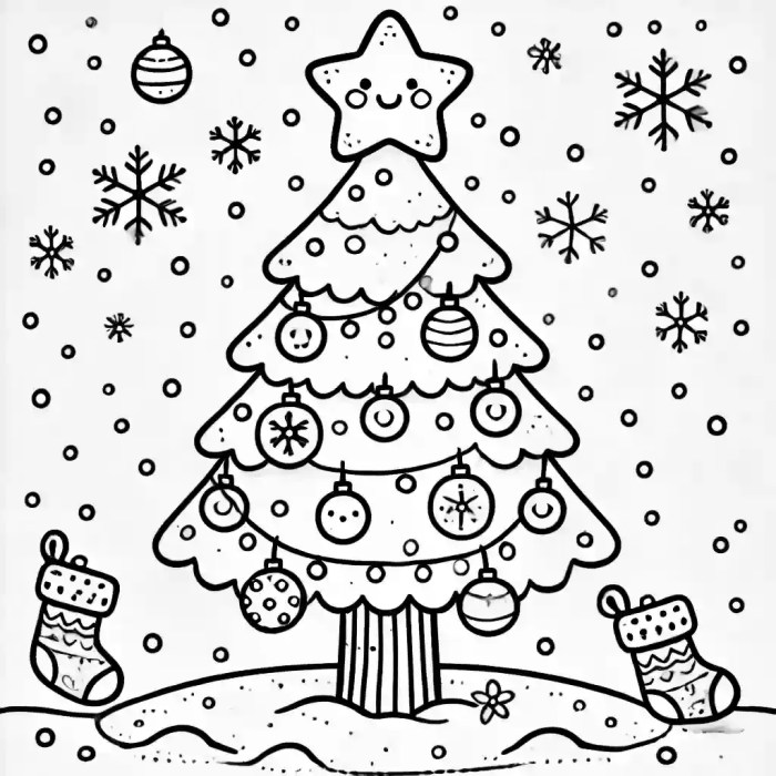 Animated christmas tree coloring to print