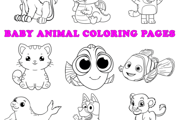 Coloring sheetseasy cuite animals