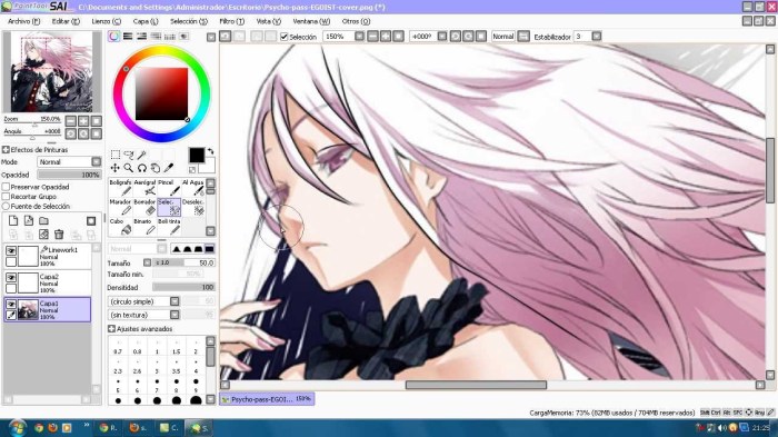 Anime coloring paint tool sai