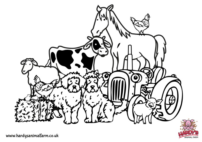 Christmas farm animals coloring pages