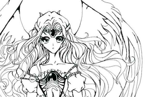 Anime fallen angel coloring pages heart