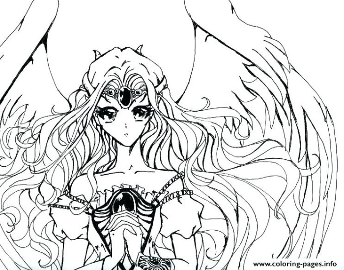 Anime fallen angel coloring pages heart