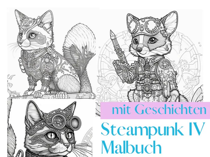 Steampunk animals coloring book