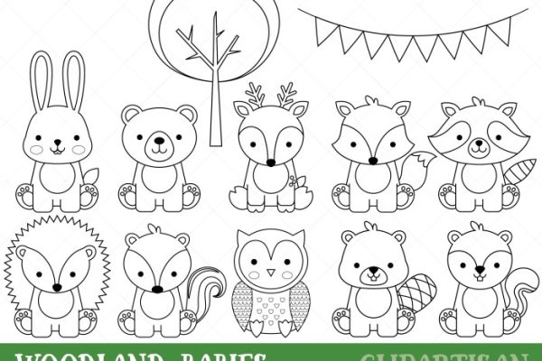 Cute woodland animal coloring pages