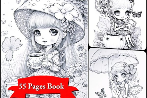 Anime coloring book page