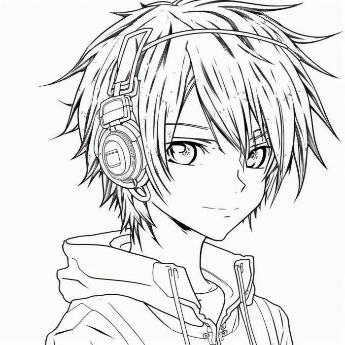 Anime boy coloring pages online