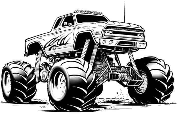 Monster truck coloring book pages