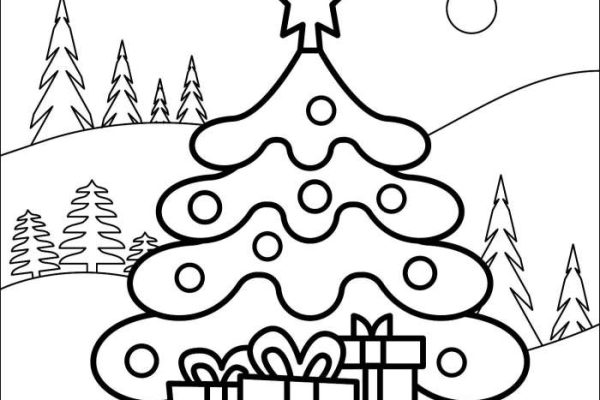 Animated christmas tree coloring to print