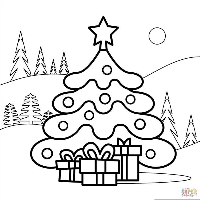 Animated christmas tree coloring to print