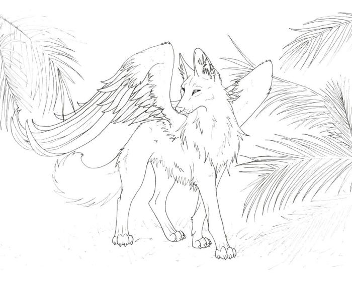 Animated winged animal coloring page