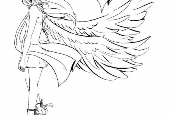 Anime falling angel coloring pages