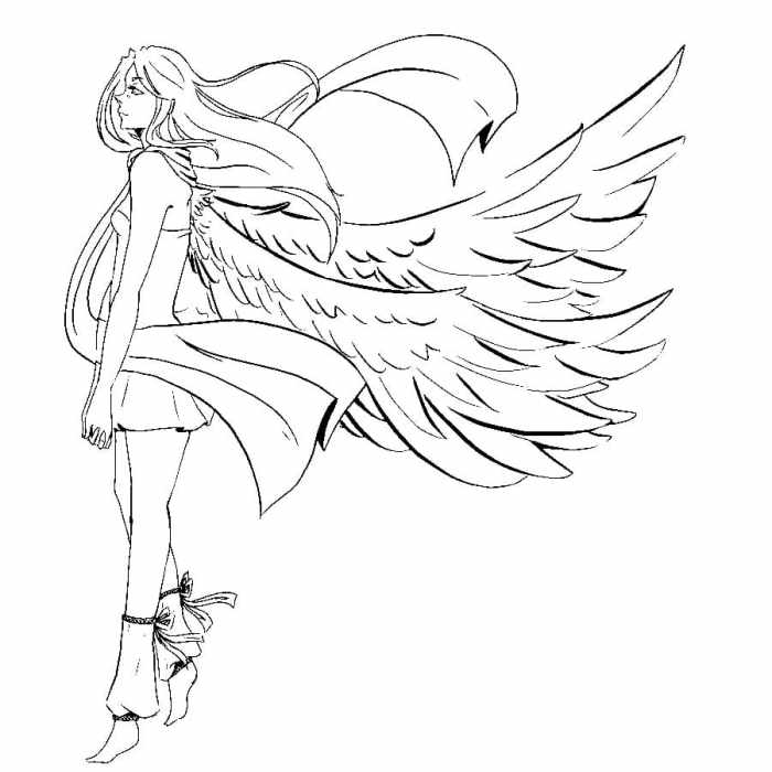 Anime falling angel coloring pages