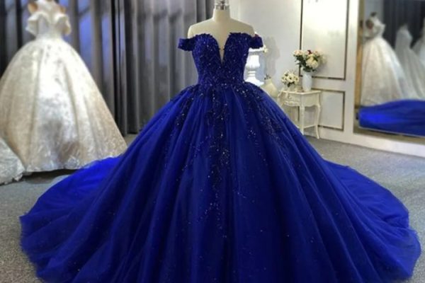 Dark blue dress for wedding guest