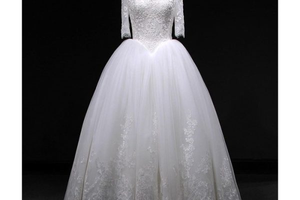 Short white wedding dress with sleeves