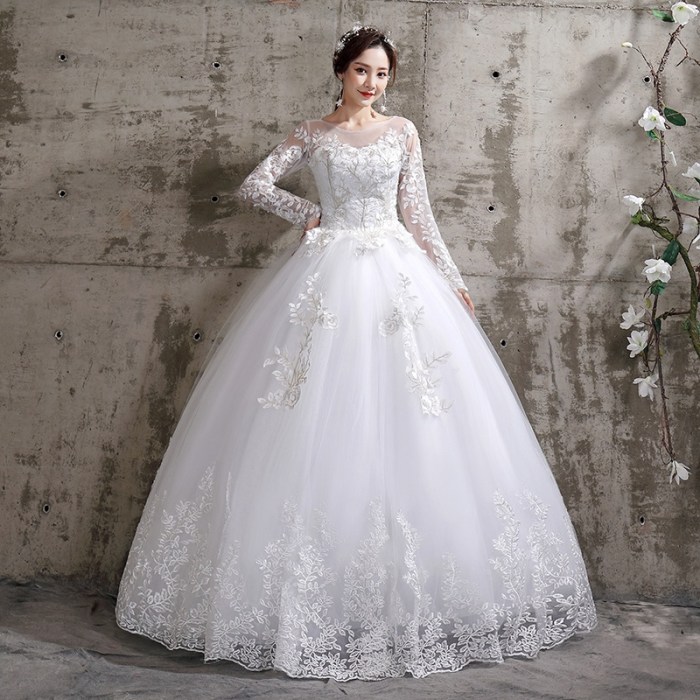 Long sleeve white dress wedding