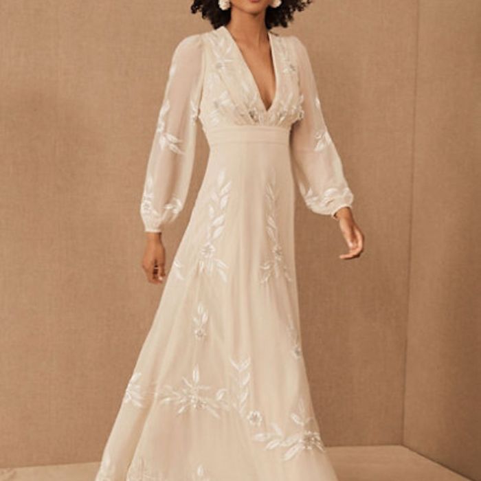 Vintage style champagne wedding dress