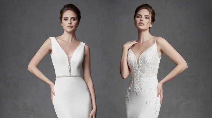 Deep v neck wedding dress