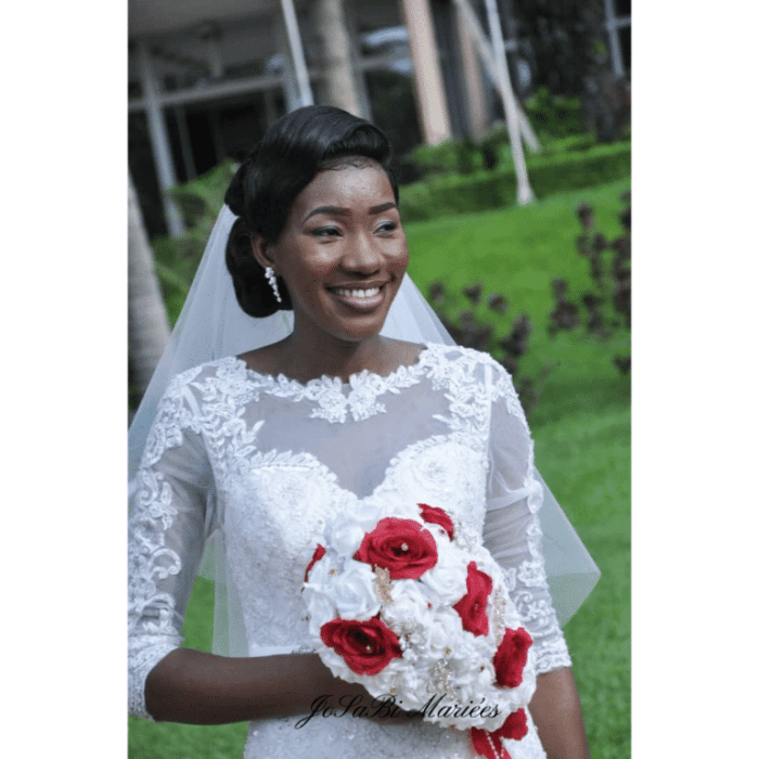 Red white black wedding dress