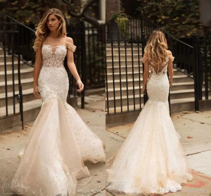 Vintage style champagne wedding dress