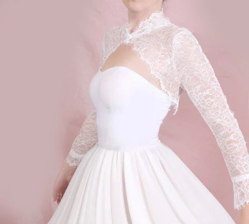 Lace wedding dress with bolero jacket