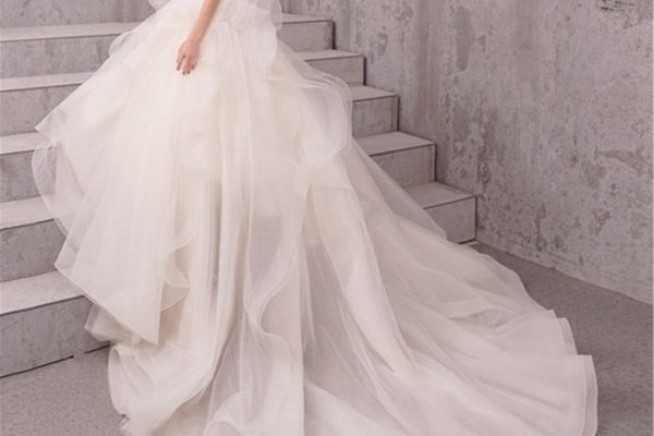 Tiered tulle wedding dress