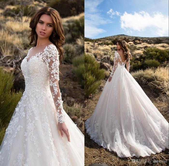 Ivory sleeve wedding dress