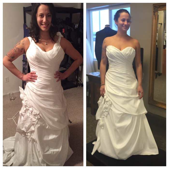 Wedding dress alterations before and after