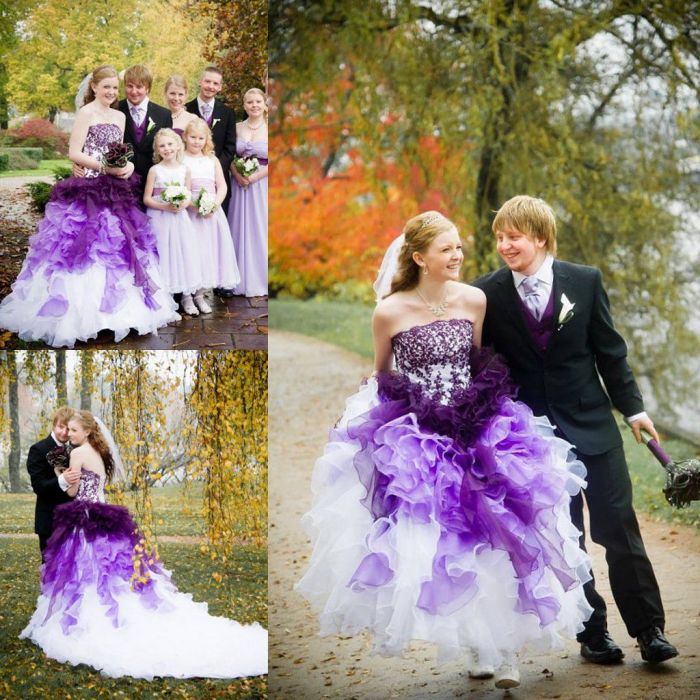 Gothic black and purple wedding dress