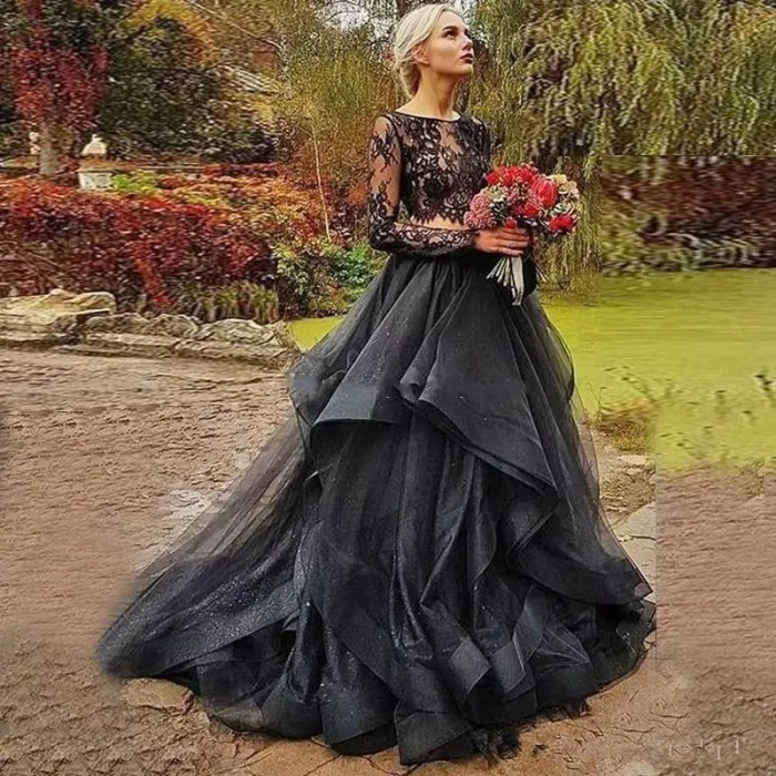 Gothic black and purple wedding dress